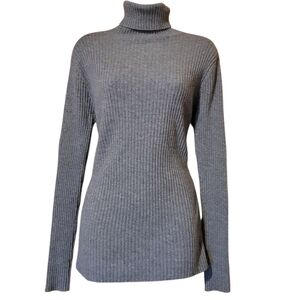 Autumn Cashmere Sweater Gray Turtleneck Side Zip Sz L